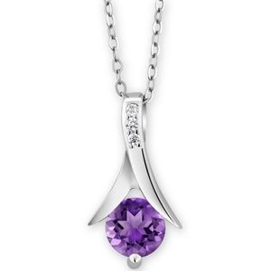 Purple Amethyst Necklace Silver chain New